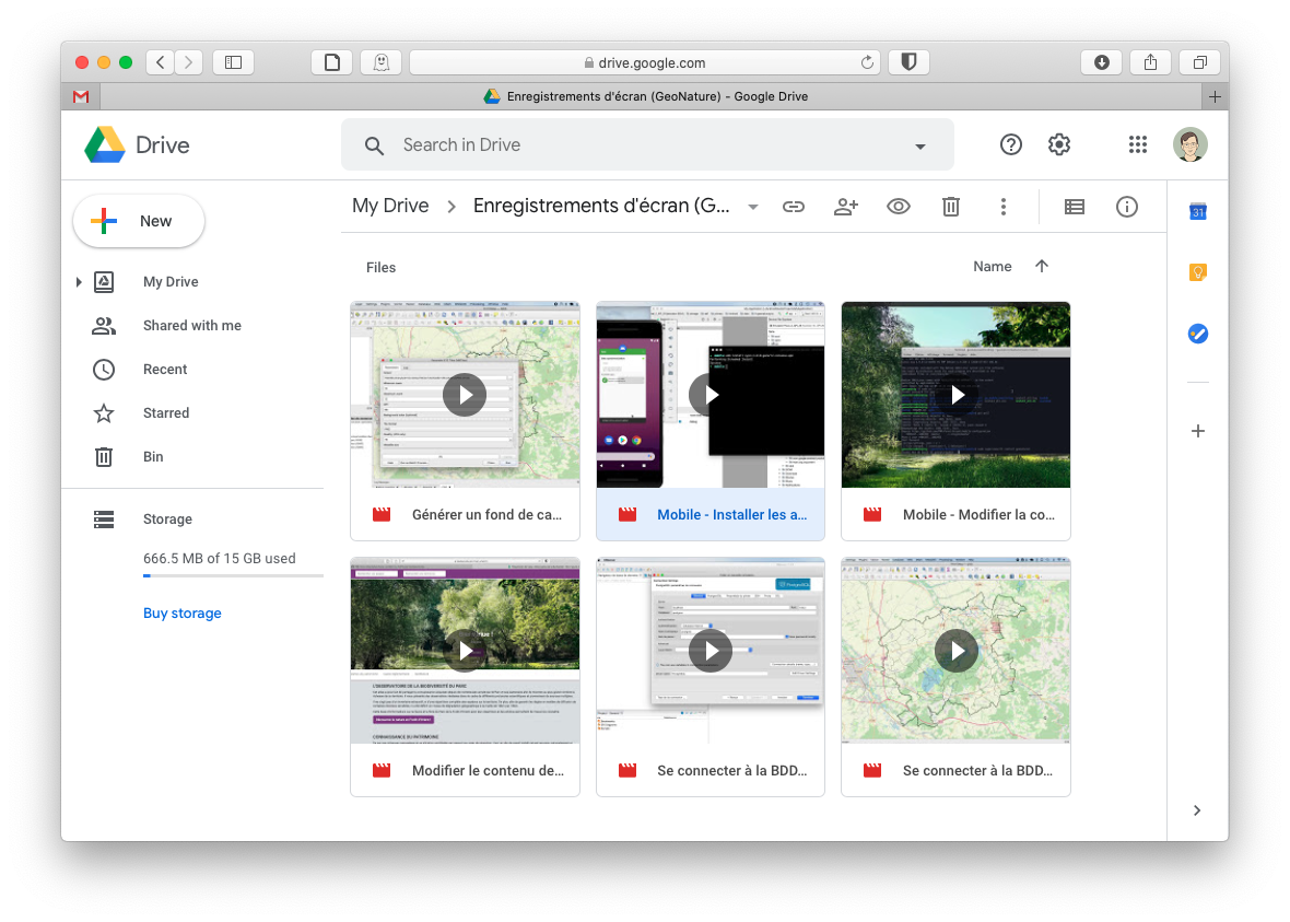 Une capture d'écran de Google Drive