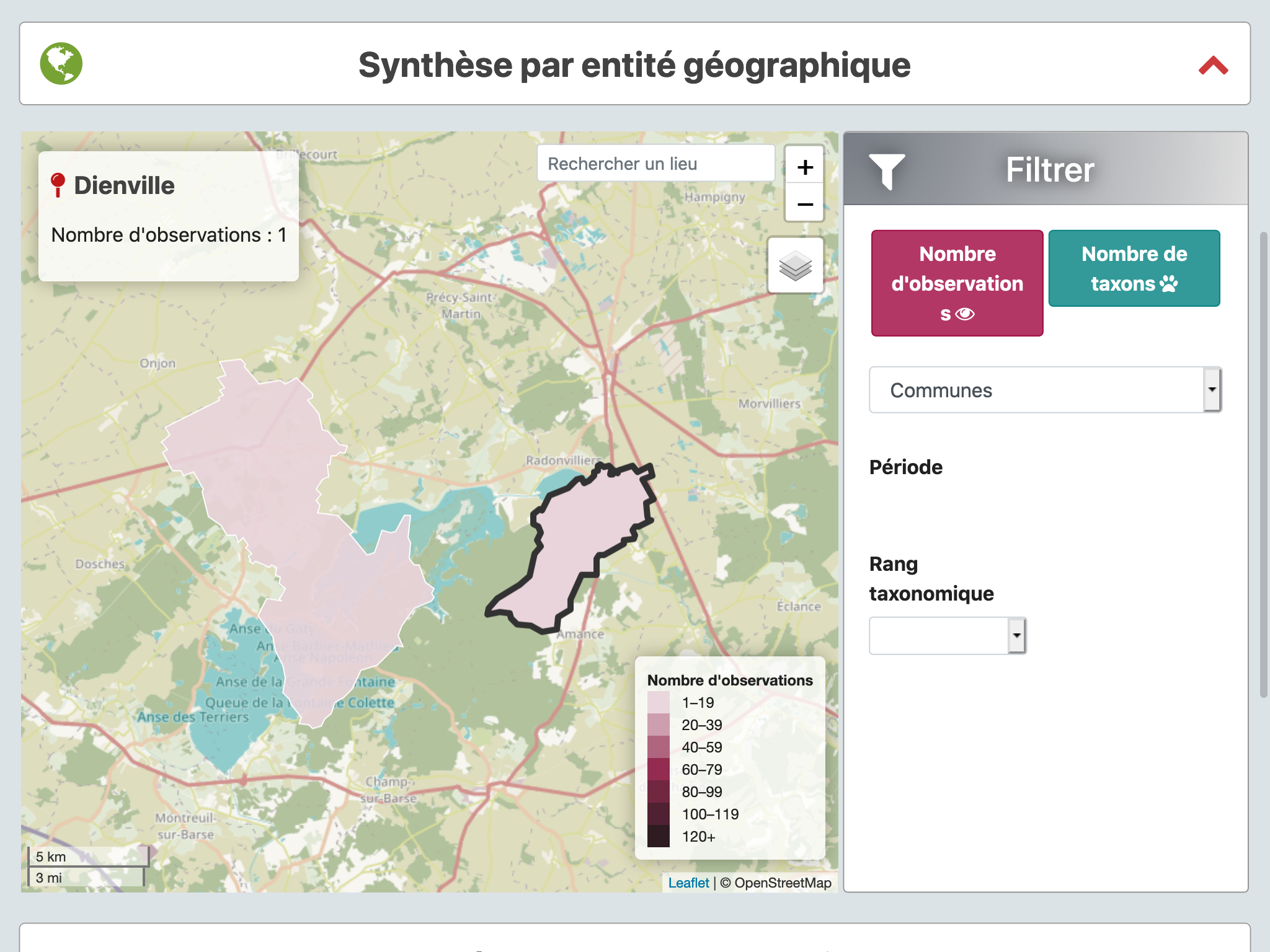 Synthèse par entité géographique