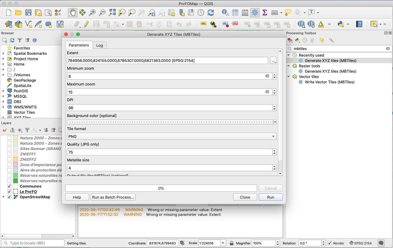 QGIS « Generate XYZ Tiles »
