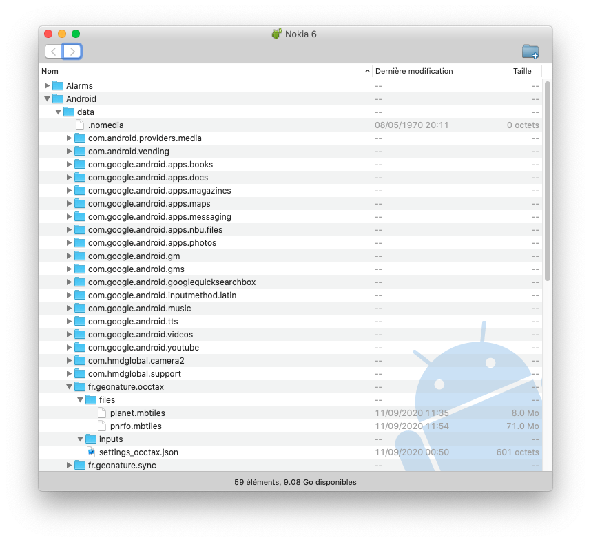 Capture d'écran d'Android File Transfer