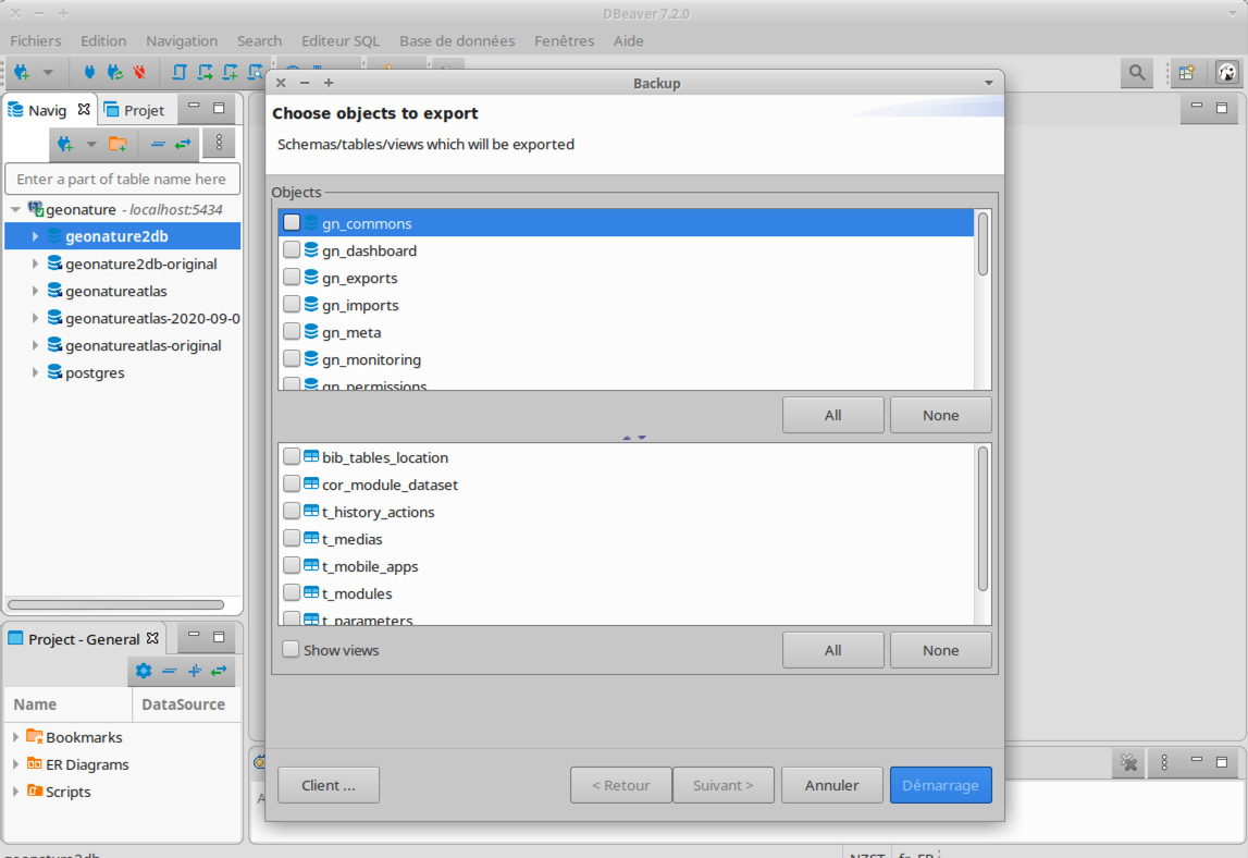 Capture d'écran du module validation